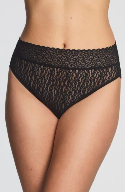 Wacoal High Bar High Cut Lace Panties In Black