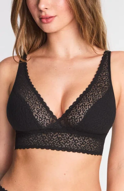Wacoal High Bar Lace Trim Bralette In Black