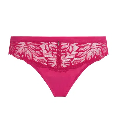 Wacoal Lace-trim Abéllia Tanga In Pink