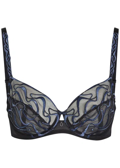 Wacoal Mayumi Embroidered Mesh Underwired Bra In Blue