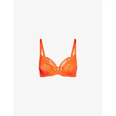 Wacoal Womens Natsuki Underwired Lace Bra Seville 32dd In Orange