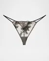 Wacoal Midnight Soiree Embroidered Low-rise Tonga In Caviar