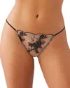 Wacoal Midnight Soiree Embroidered Low-rise Tonga In Caviar