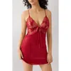 Wacoal Midnight Soirée Metallic Embroidered Mesh & Satin Chemise In Red