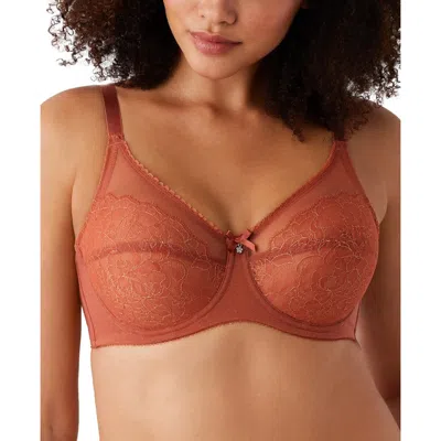 Wacoal Retro Chic Full Figure Underwire Lace Bra Womens Chutney Sheer Gbo557 In Brown