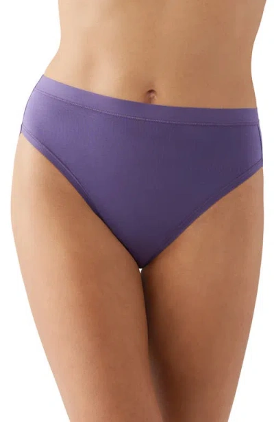 Wacoal Understated Cotton Blend High Leg Briefs In Purple