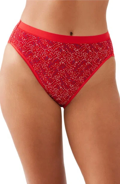 Wacoal Understated Cotton Blend High Leg Briefs In Red