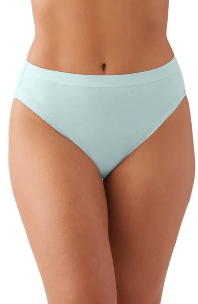 Wacoal Understated Cotton Blend High Leg Briefs In Pastel Blue