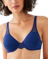 Wacoal Women's Body By 2.0 Mesh-detail Underwire Bra 851315 In Blue Depth