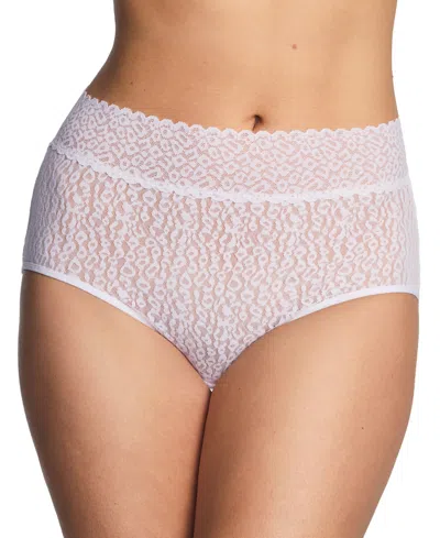 Wacoal Women's High Bar Stretch Lace Full Coverage Brief Panties In White