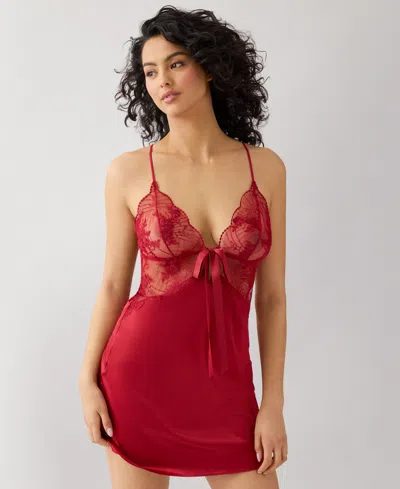 Wacoal Women's Midnight Soiree Embroidered Chemise In Red