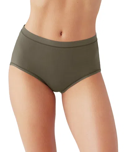 Wacoal Understated Cotton Blend High Leg Briefs In Green