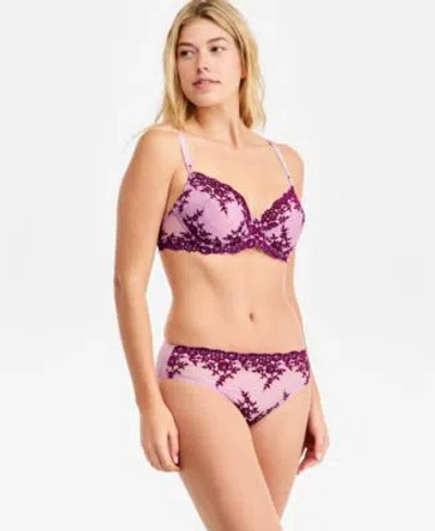 Wacoal Womens Embrace Lace Underwire Bra Embrace Lace High Cut Embroidered Brief Underwear In Purple