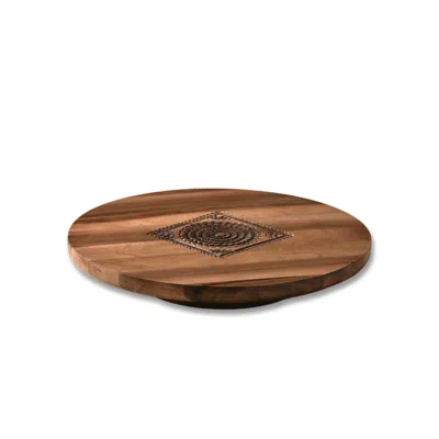 Waga Brown Ava Round Wooden Serving Tray