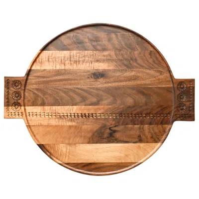 Waga Brown Lana Wooden Tray With Handles