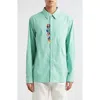 Wahine X Disney Gender Inclusive 'lilo & Stitch' Waimea Stripe Button-up Shirt In Green/white