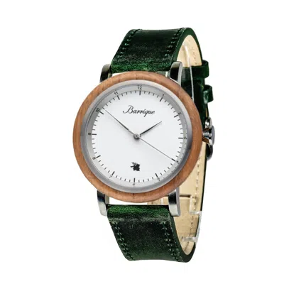 Waidzeit Men's Green / White / Brown Grapevine Wine Barrel Leather Watch In Multi