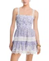 Waimari Aerin Lace Trim Mini Dress In Blue
