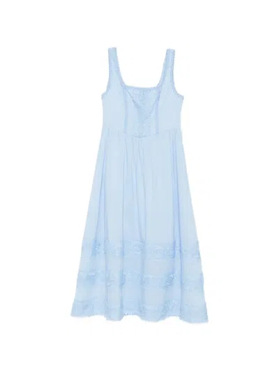 Waimari Alba Lace-trimmed Embroidered Midi Dress In Blue