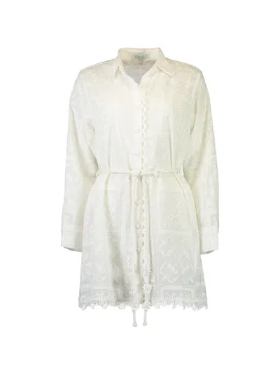 Waimari Alloria Embroidered Mini Dress In White