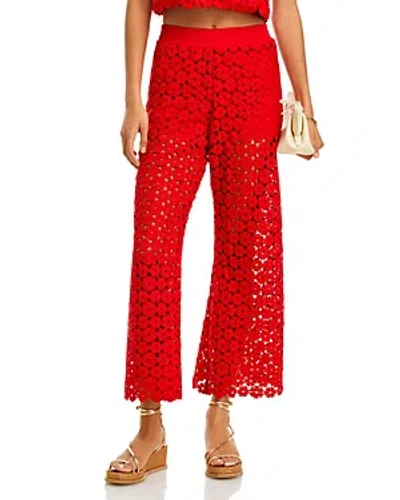 Waimari Christie Floral Eyelet Lace Ankle Pants In Radiant Red
