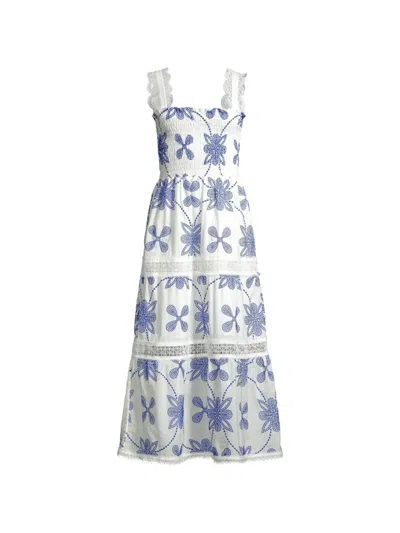 Waimari Coco Embroidered Tiered Maxi Dress In White