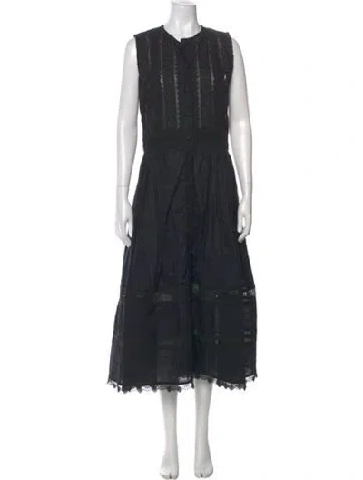 Pre-owned Waimari Crew Neck Long Dress In Black