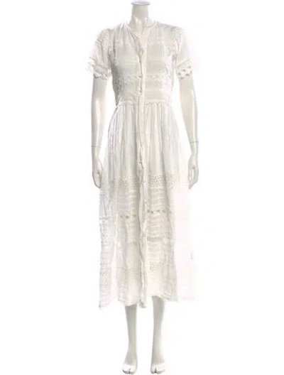 Pre-owned Waimari Crew Neck Long Dress In White