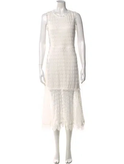 Pre-owned Waimari Crew Neck Long Dress In White