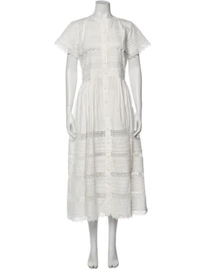 Pre-owned Waimari Crew Neck Long Dress In White