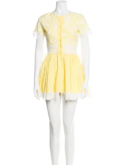 Pre-owned Waimari Crew Neck Mini Dress In Yellow