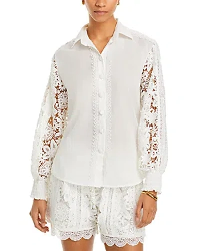 Waimari Demi Lace Panel Shirt In White