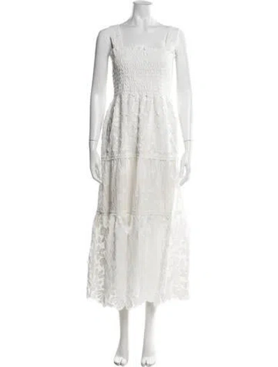 Pre-owned Waimari Floral Print Long Dress In White