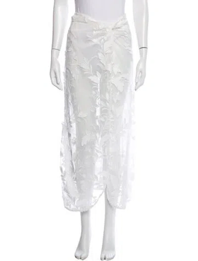 Pre-owned Waimari Floral Print Long Skirt In White