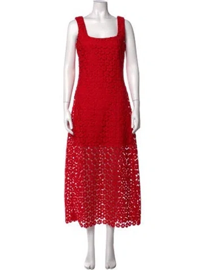 Pre-owned Waimari Floral Print Midi Length Dress In Red