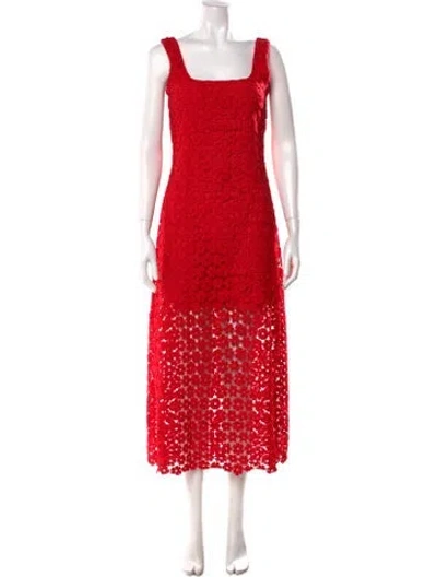 Pre-owned Waimari Floral Print Midi Length Dress In Red