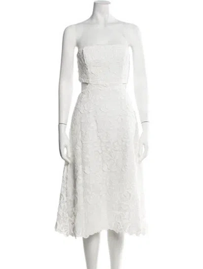 Pre-owned Waimari Floral Print Midi Length Dress W/ Tags In White