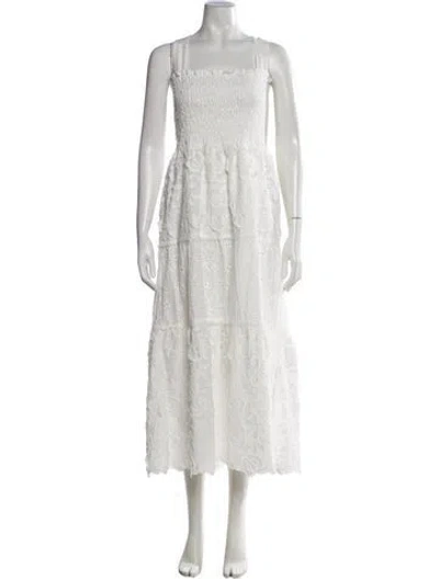 Pre-owned Waimari Floral Print Midi Length Dress W/ Tags In White