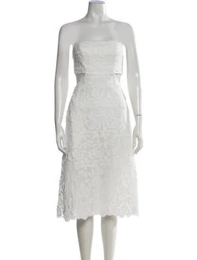 Pre-owned Waimari Floral Print Midi Length Dress W/ Tags In White