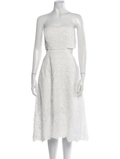 Pre-owned Waimari Floral Print Midi Length Dress W/ Tags In White