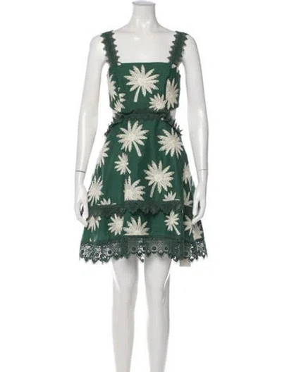 Pre-owned Waimari Floral Print Mini Dress In Green
