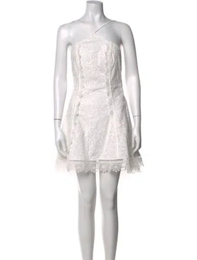 Pre-owned Waimari Floral Print Mini Dress In White