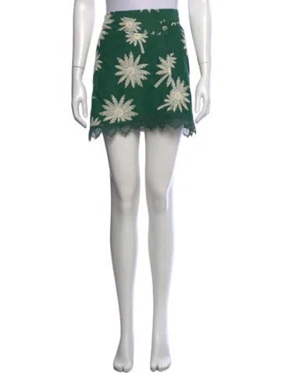 Pre-owned Waimari Floral Print Mini Skirt In Green