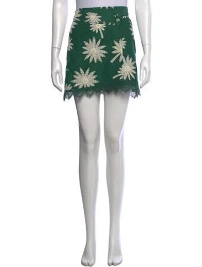 Pre-owned Waimari Floral Print Mini Skirt In Green