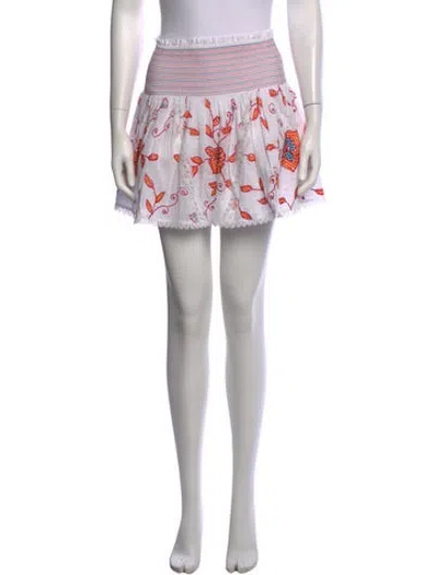 Pre-owned Waimari Floral Print Mini Skirt In White