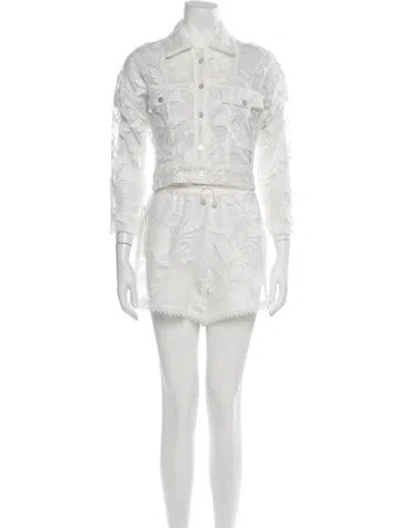 Pre-owned Waimari Floral Print Short Set W/ Tags In White