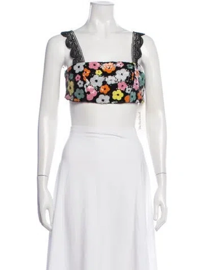 Pre-owned Waimari Floral Print Square Neckline Crop Top W/ Tags In Multicolor