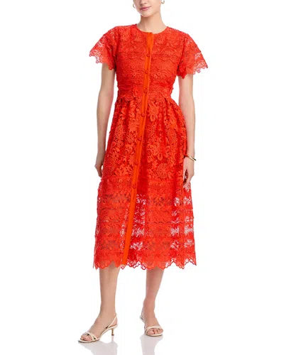 Waimari Hibiscus Lace Dress In Flame