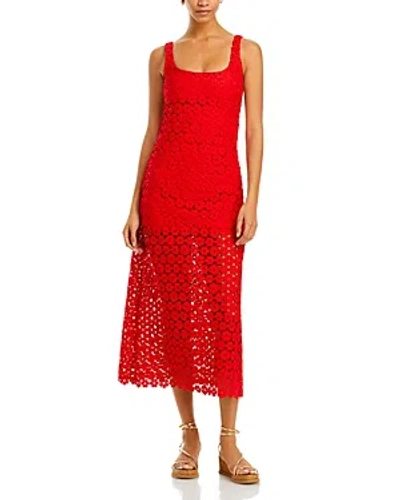 Waimari Jill Floral Eyelet Lace Midi Dress In Radiant Red