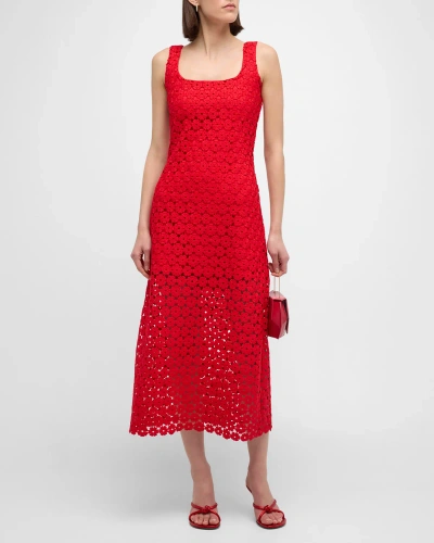 Waimari Jill Flower Lace Maxi Dress In Radiant Red